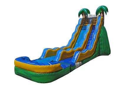 17' Tropical Wave Rental Bouncer Waterslide,  Inflatable Slide, Single Lane, Water Fun, Waterslide