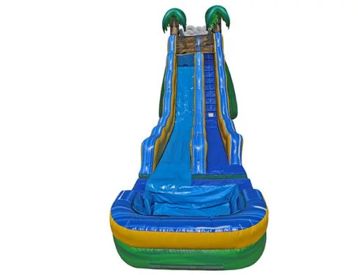17' Tropical Wave Rental Bouncer Waterslide,  Inflatable Slide, Single Lane, Water Fun, Waterslide
