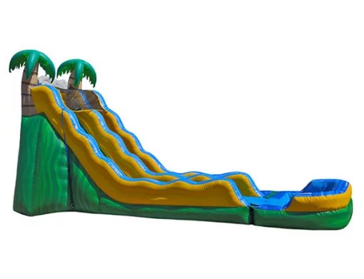 17' Tropical Wave Rental Bouncer Waterslide,  Inflatable Slide, Single Lane, Water Fun, Waterslide